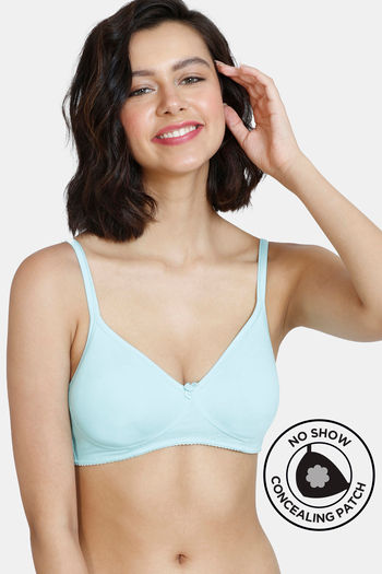 Buy Zivame Conceal Petals Double Layered Non Wired 3/4th Coverage T-Shirt Bra - Aruba Blue